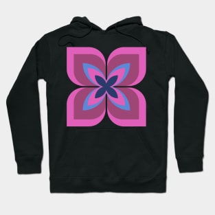 Modern Bold Stylized Flower in bold and vibrant hot pink, magenta and cobalt blue Hoodie